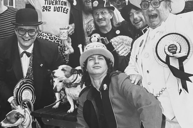October 1995. The political conference season was in full swing, and at the Ashburton headquarters (The Golden Lion)  of the Official Monster Raving Looney Party the top tier pose for the camera