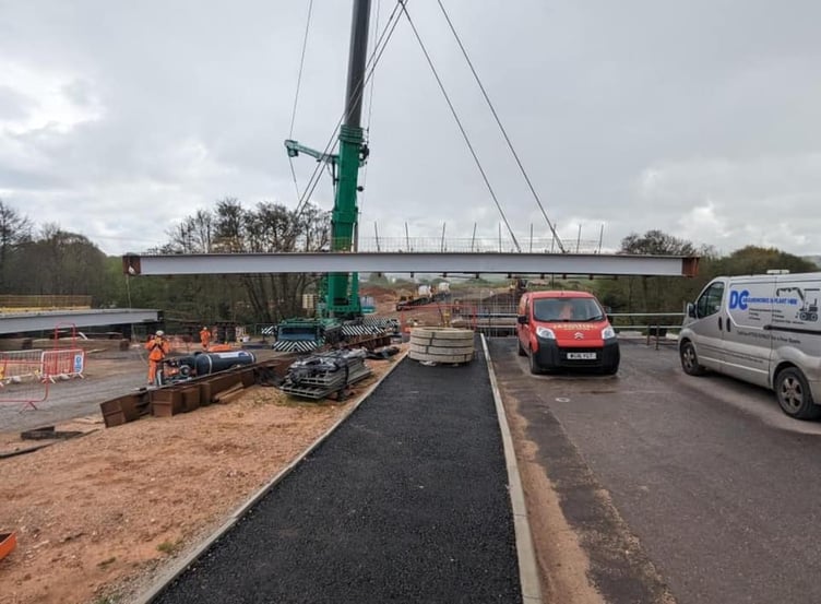 Bridge being lifted into position in Dawlish. Photo by Eyes of Dawlish