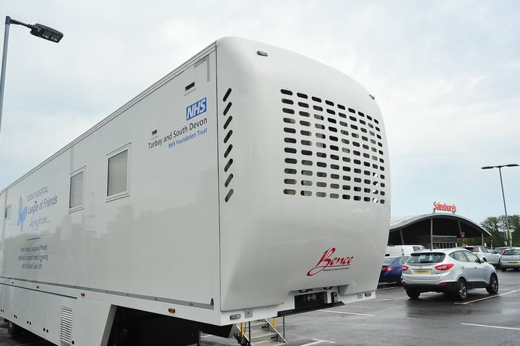 Mobile breast screening unit at Sainsbury's car park in Dawlish