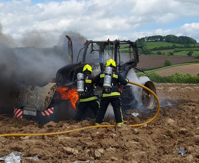 Blaze destroys tractor