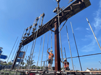Restoration work gets under way on iconic railway gantry