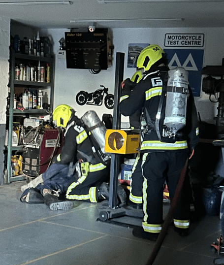Dawlish Fire Station training at Marine garage 