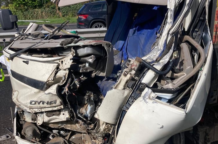 Firefighters used cutting equipment to release casualty 