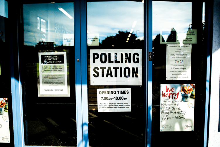 Polling station stock image