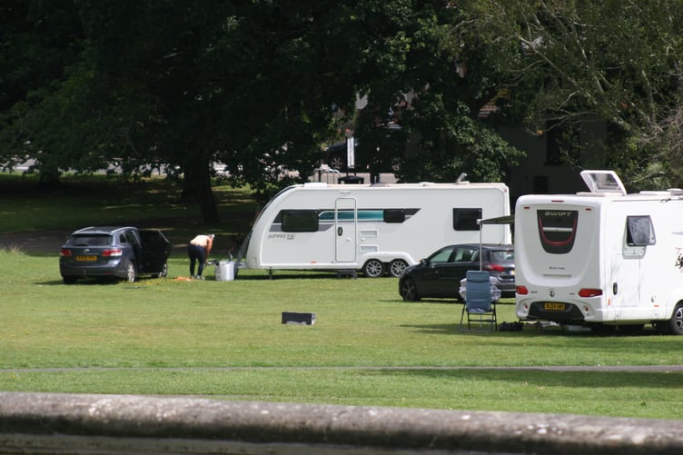 Travellers have encamped at Courtenay Park, Newton Abbot