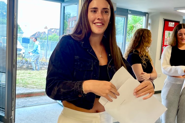 Emma Osmond opens results at Teignmouth Community School