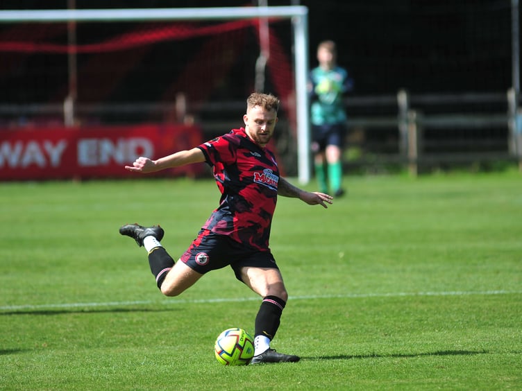 Football. FA Vase action from Bovey Tracey versus Liskeard Athletic