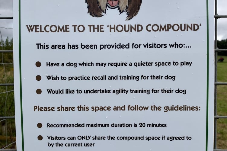 Dog compound at Dawlish Countryside Park. 
