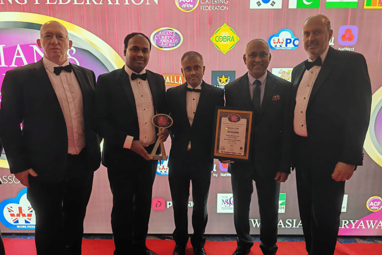 The team from Eastern Eye at the ceremony at Grosvenor House in London