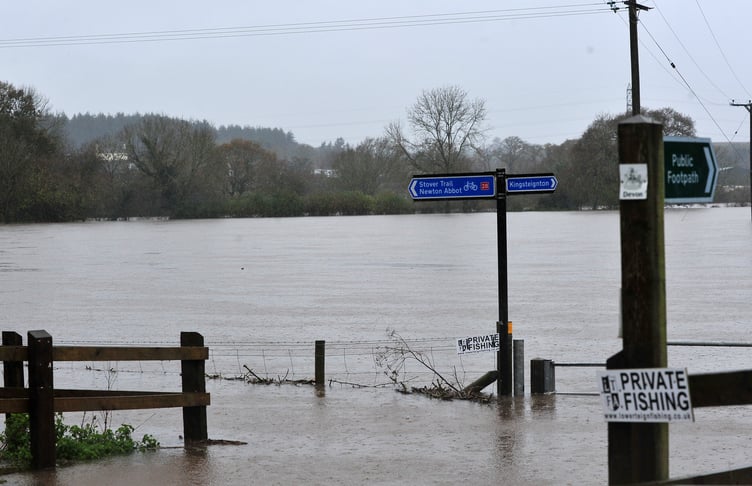 Storm Bert. Flooding between Teigngrace and Kingsteignton after the River Teign burst its banks