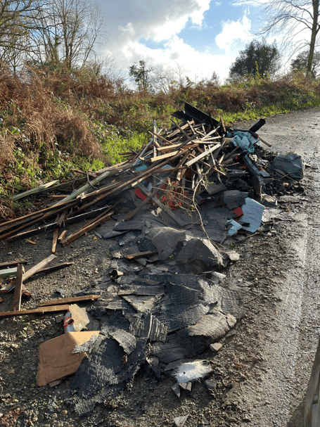 Fly-tipping incident near Canonteign Forest
