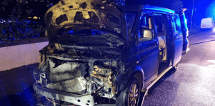 Crew worked 'quickly and efficiently' to tackle van fire 