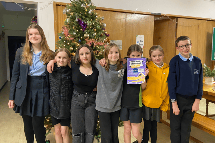 Some of Newton Abbot Youth Council's members. From left to right: Naya, Freya, Nyla , Maja, Lily, Gracie and Ethan