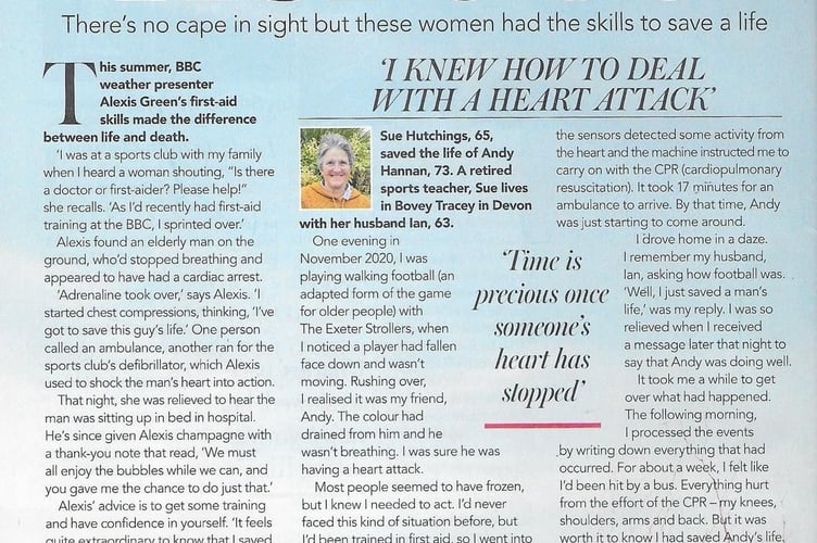 Sue Hutchings, from Bovey Tracey, features in Woman and Home magazine. 