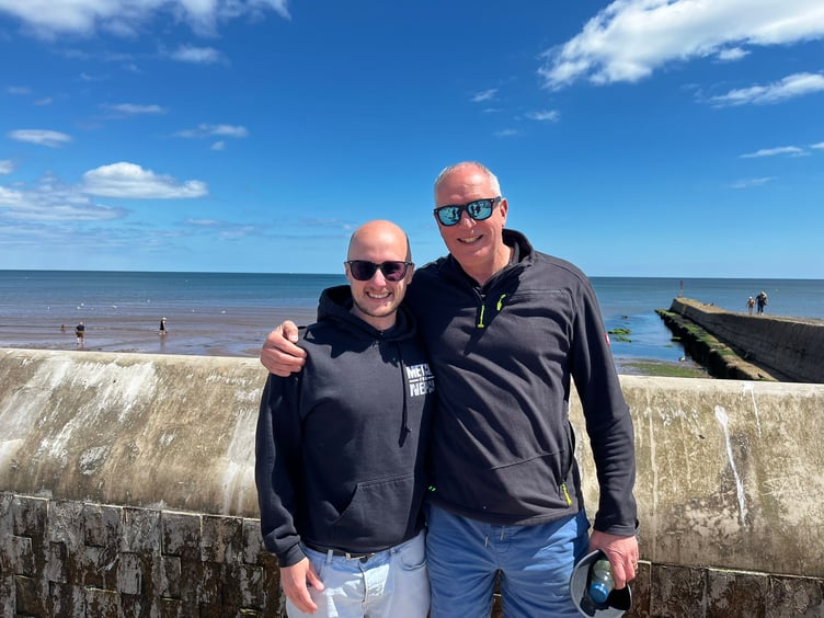 Andy, left, and Chris 12 years on from their leukaemia treatment.