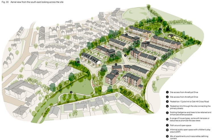 Artist's impression of Guinness Partnership's proposal for up to 81 new dwellings on land north of New Road in Teignmouth