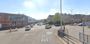 Three-way traffic lights as town road closes 
