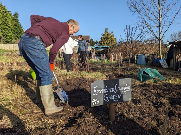 Volunteers at work at Exminster Community Garden. Photo Exminster Online