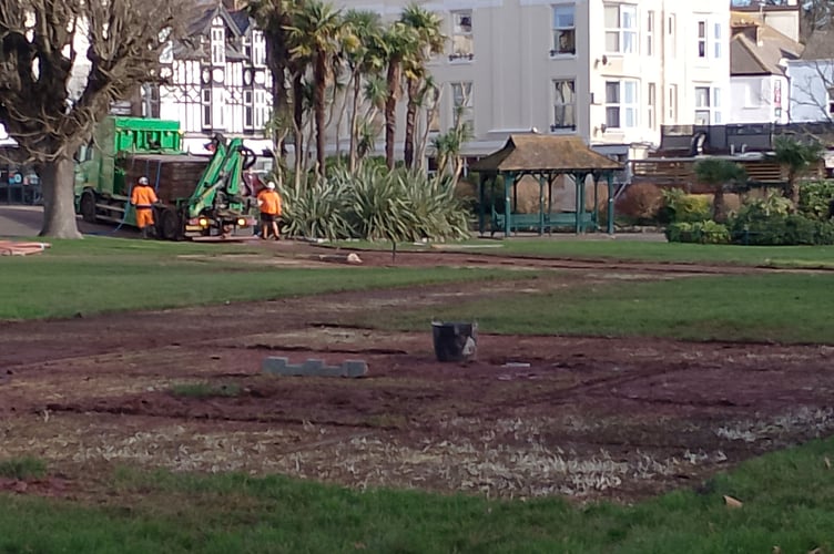 Testing work by South West Water on the Lawn in Dawlish has been completed. Photo Noreen Goodchild.