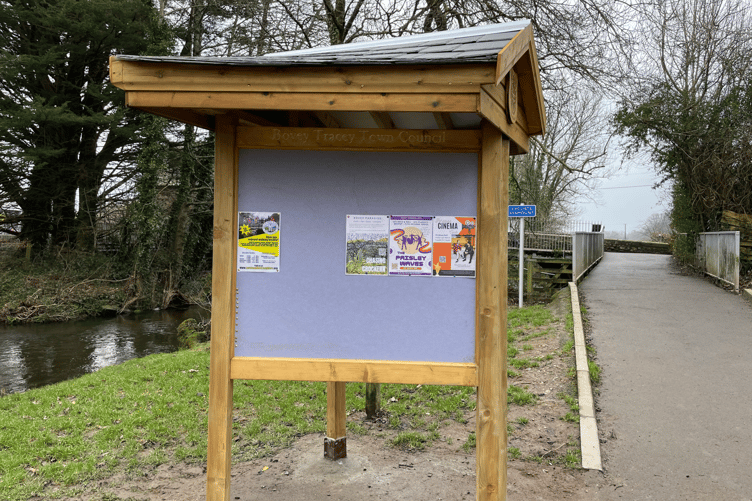 The new notice board at Mill Marsh Park, Bovey Tracey