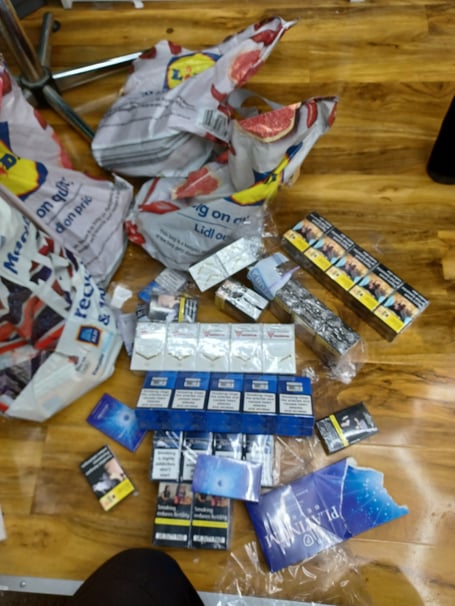Illegal cigarettes seized by police and Trading Standards officers in Teignmouth. 