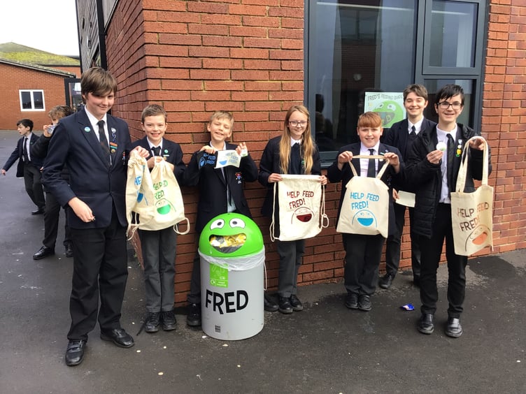 Teign School's outdoor recycling bin called Fred.