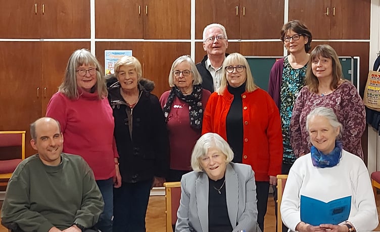 KingsCare writing group From left:  Back row: Maggie Bonnell, Helen Davis, Julia Clegg, Chris Gibson, Ann Blakeley, Debbie Jeffery, Mary Browning. Front row: Will Bennetts, Ann Widdecombe, Jayne Mace. Photo supplied by Helen Davis