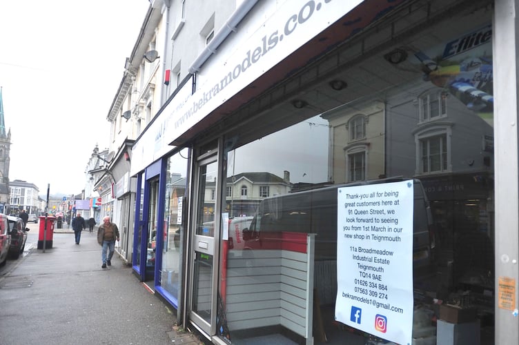 Former Bekra Models shop in Queen Street, Newton Abbot