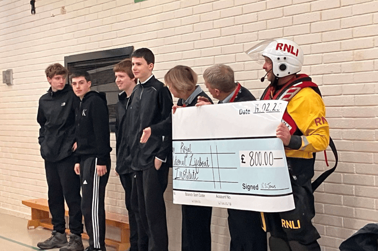 Pupils from Orchard Manor School in Teignmouth recently presented volunteers from the town’s lifeboat station with a cheque for £800 after having completed a sponsored swim at Lady’s Mile Holiday Park in Dawlish