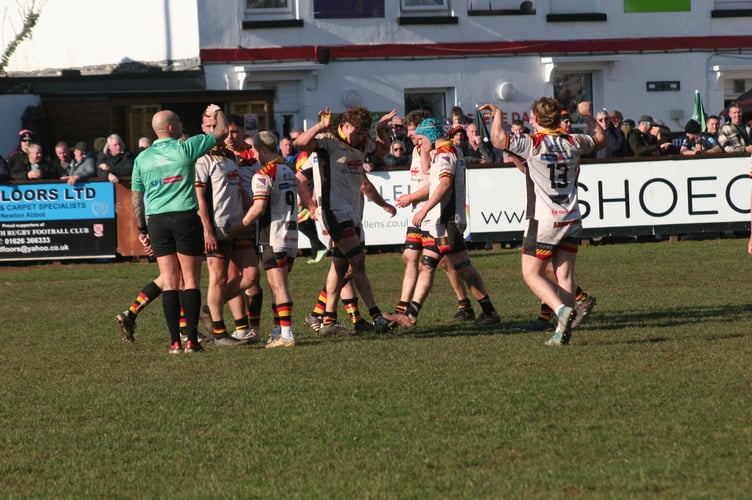 Celebrations of some sort from Newton Abbot RFC
