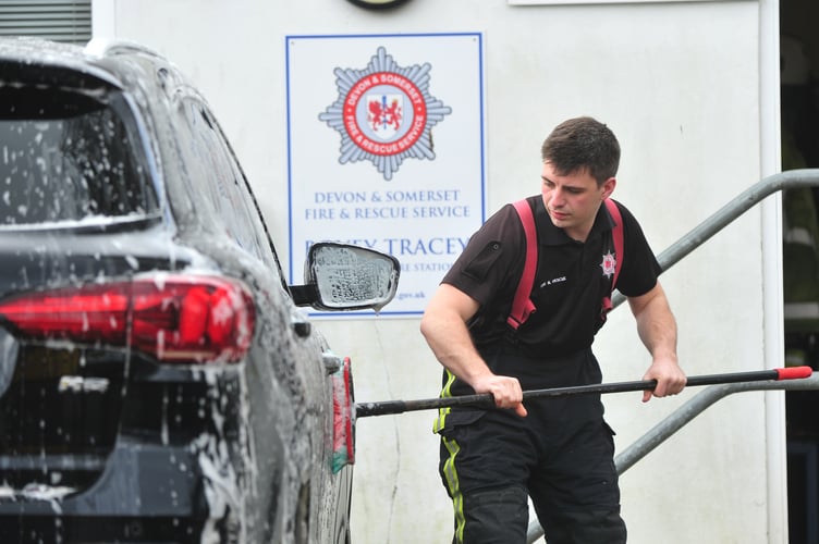 Charity car wash at Bovey Tracey Fire Station