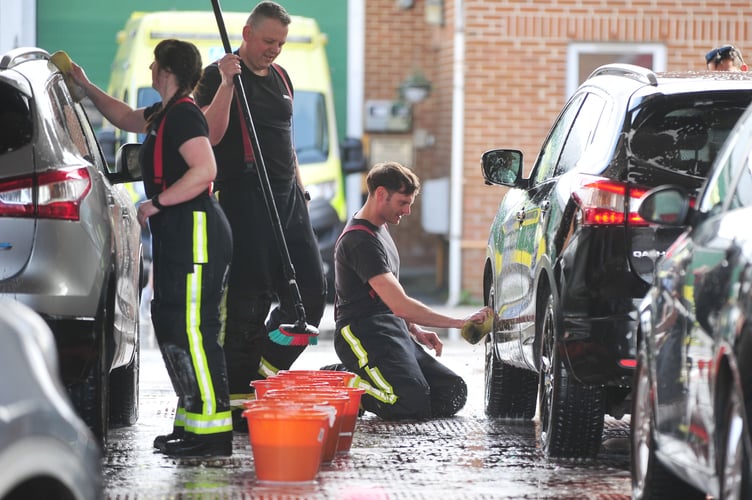 Charity car wash at Newton Abbot Fire Station