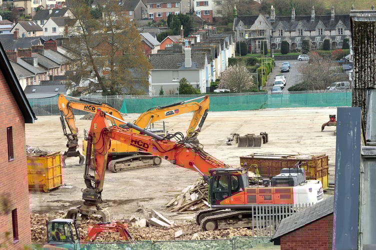 Overview of Bradley Lane Industrial Estate in Newton Abbot as the demolition work comes to a close