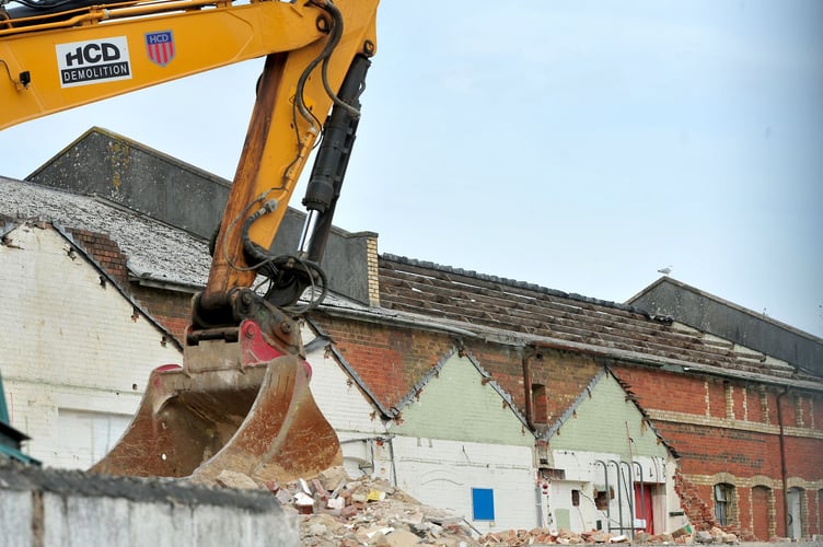 Overview of Bradley Lane Industrial Estate in Newton Abbot as the demolition work comes to a close