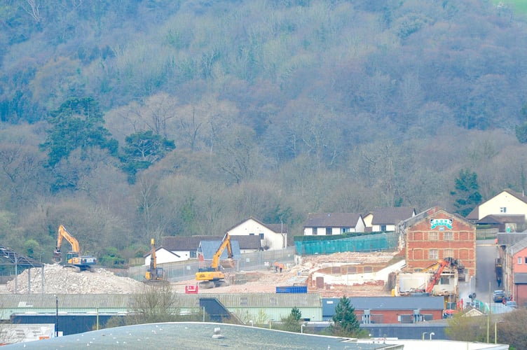 Overview of Bradley Mill in Newton Abbot as the demolition work comes to a close