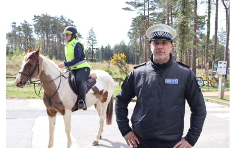 Sgt Messenger with a horse rider at Haldon Forest