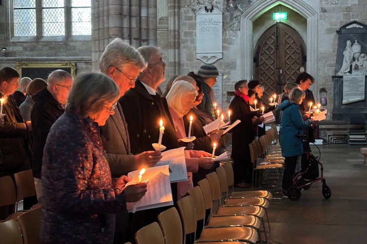 Members of the congregation at the Easter Service at Exeter Cathedral.
