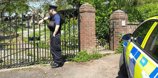 Patrols around cemetery as items taken from graves 