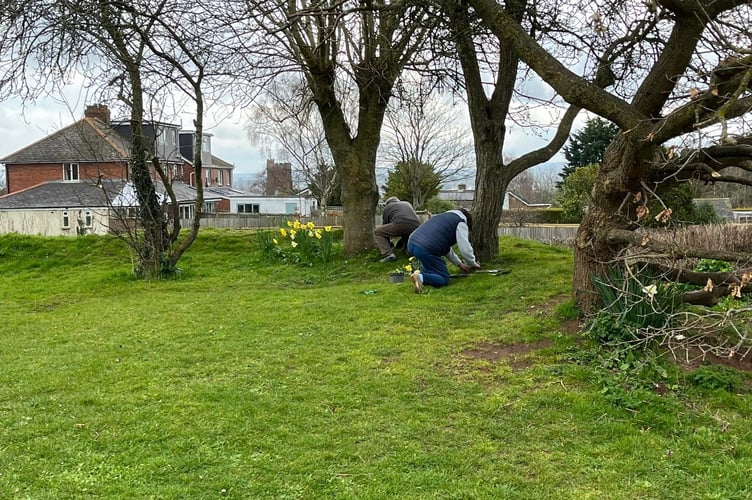 Volunteers from Exminster Green Spaces at work. 