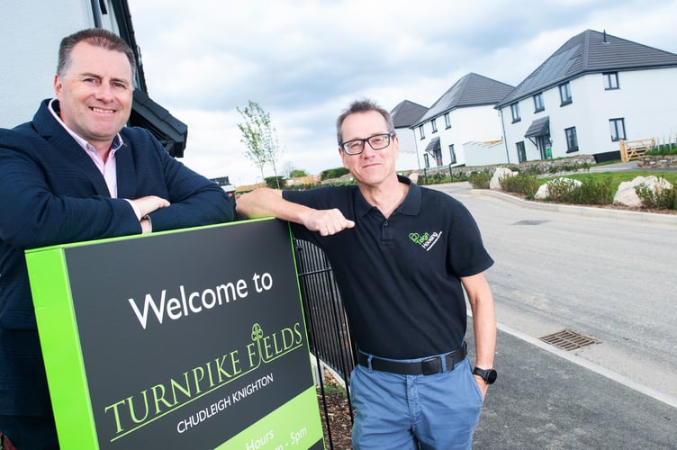 Graham Hutton, Deputy Managing Director of Baker Estates, and Tom Woodman, Chief Executive of Teign Housing, took a tour of the development at Chudleigh Knighton. 