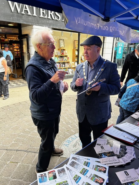 Newton Abbot Town Council annual town meeting, Mayor Cllr Colin Parker meets the public.