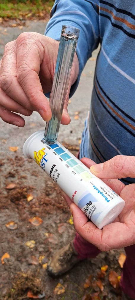 Water quality testing. Photo Cllr Peter Jones 