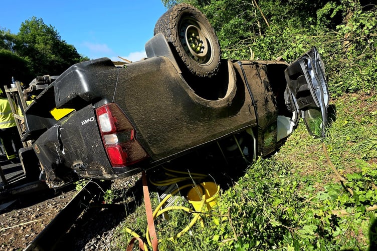 The pick-up truck left the carriageway and overturned. There were long delays on the northbound carriageway of the A38 on Friday, May 30