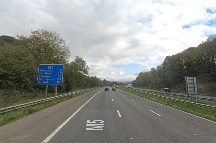 The fire broke out on the northbound carriageway of the M5, near Exminster