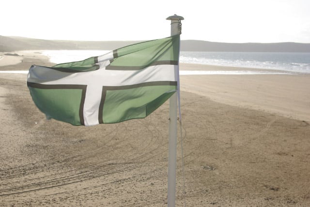 Devon flag on Woolacombe beach