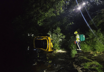 Fire service warning after car drops 50ft into river