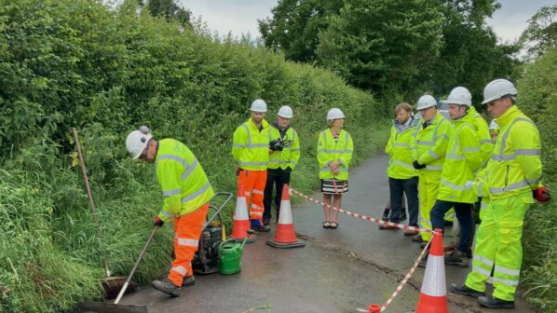 Future of Roads Minister Lilian Greenwood MP seeing road repairs in Devon