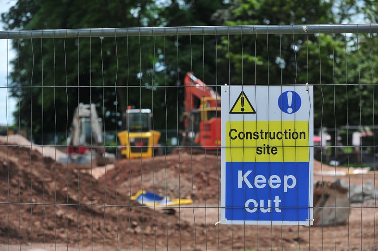South West Water construction site on The Lawn at Dawlish