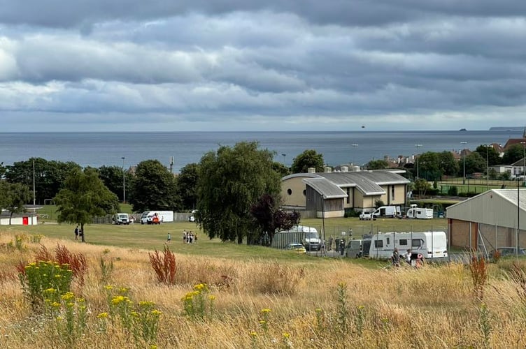 Travellers set up camp at Sandy Lane, Dawlish. Photo Eyes of Dawlish 