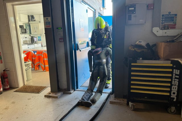 Dawlish Firefighters Practise  Drills at Local Business